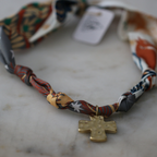 Mountain Morning Scarf Necklace - Stainless Steel Cross