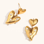 Pearl Heart Earrings - Stainless Steel