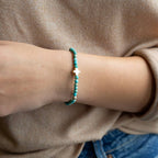 Faith Over Fear Cross Bracelet, 4mm-Turquoise Jasper