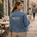 SEEN. BY GOD Women's Oversized Denim Jacket — Faith Statement Streetwear