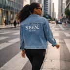 SEEN. BY GOD Women's Oversized Denim Jacket — Faith Statement Streetwear