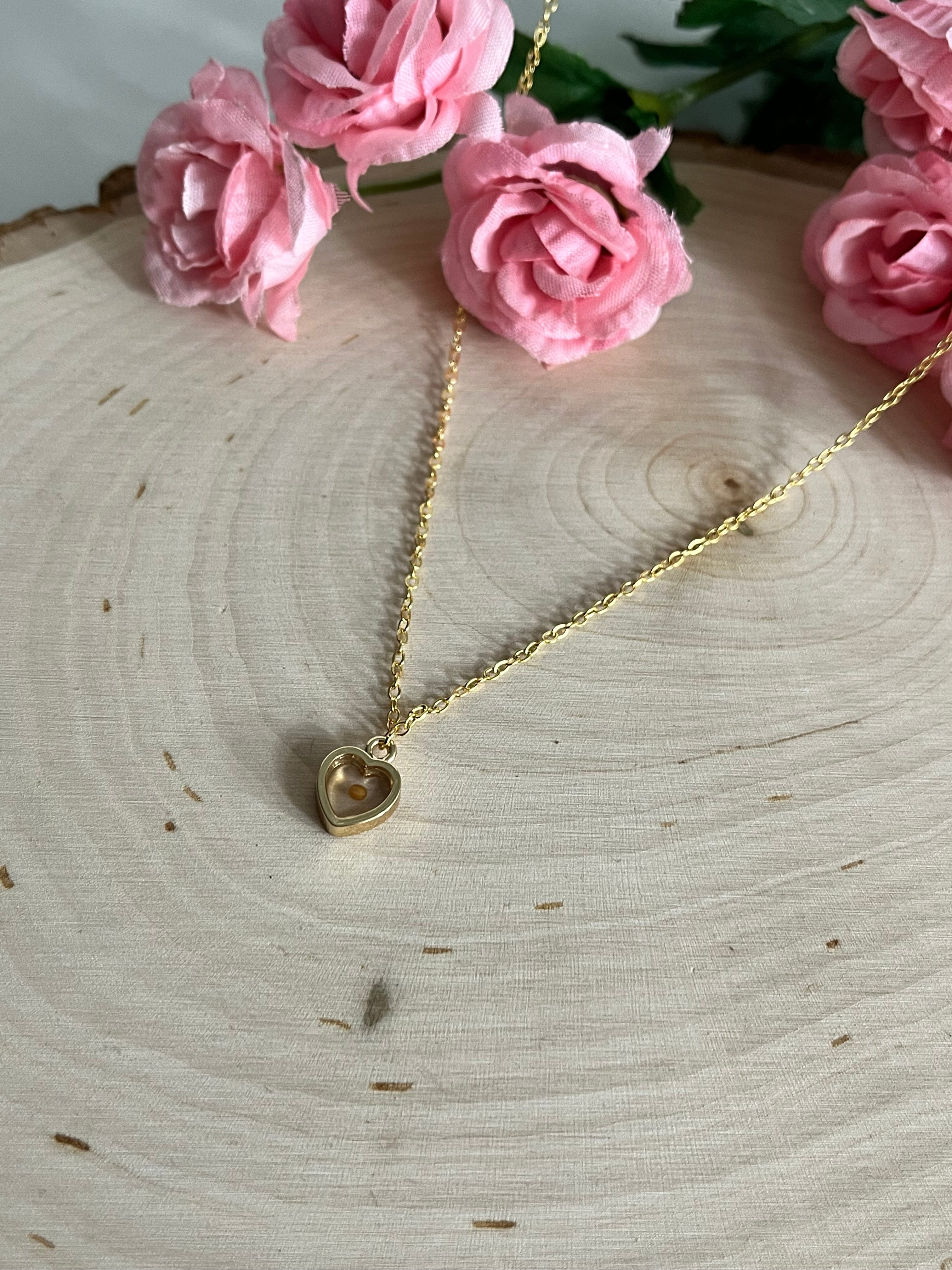 Mustard Seed Heart Necklace in Gold and Silver