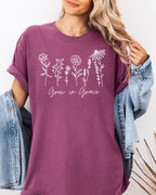 Grow In Grace Comfort Colors Christian & Flower Garment Dyed T Shirt