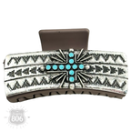 Western turquoise cross hair clip