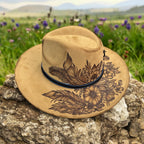 Feather Play - Burned Wide Brim Hat