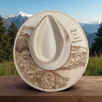 Faith & Mountains - Burned Wide Brim Fedora