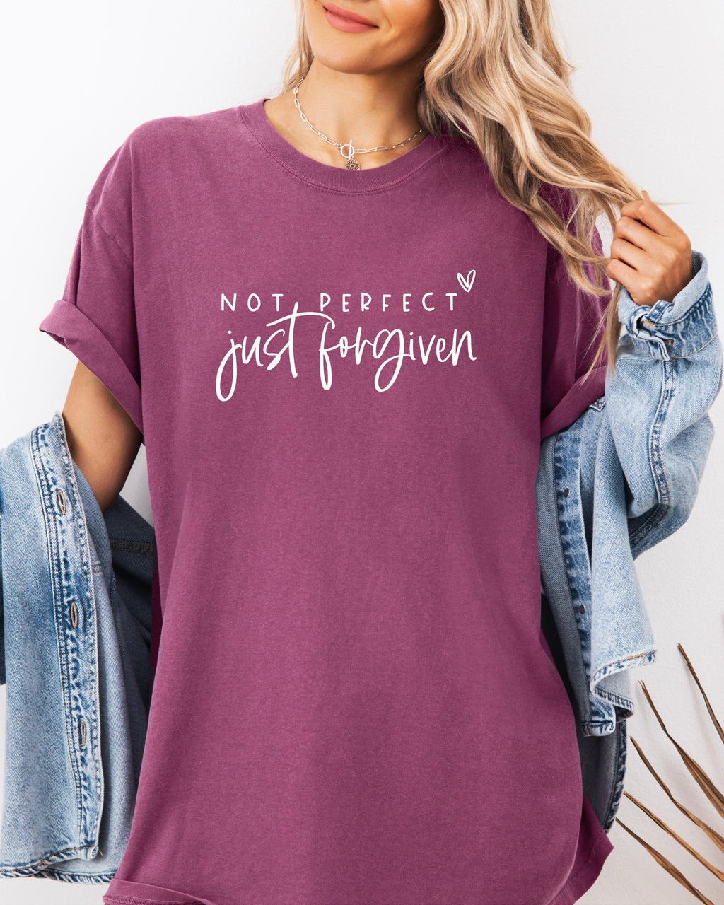 Not perfect Just Forgive Christian Comfort Colors Garment Dyed T Shirt