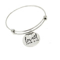 Loved John 3 16 Stainless Steel Engraved Charm Bracelet Christian Faith Expanding Bangle