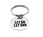 Let Go Let God Faith Keychain Christian Gift Inspirational Religious Stainless Steel Engraved Charm Keyring