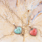 Genuine Turquoise Heart Pendant and Bronze Necklace