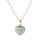 Genuine Turquoise Heart Pendant and Bronze Necklace